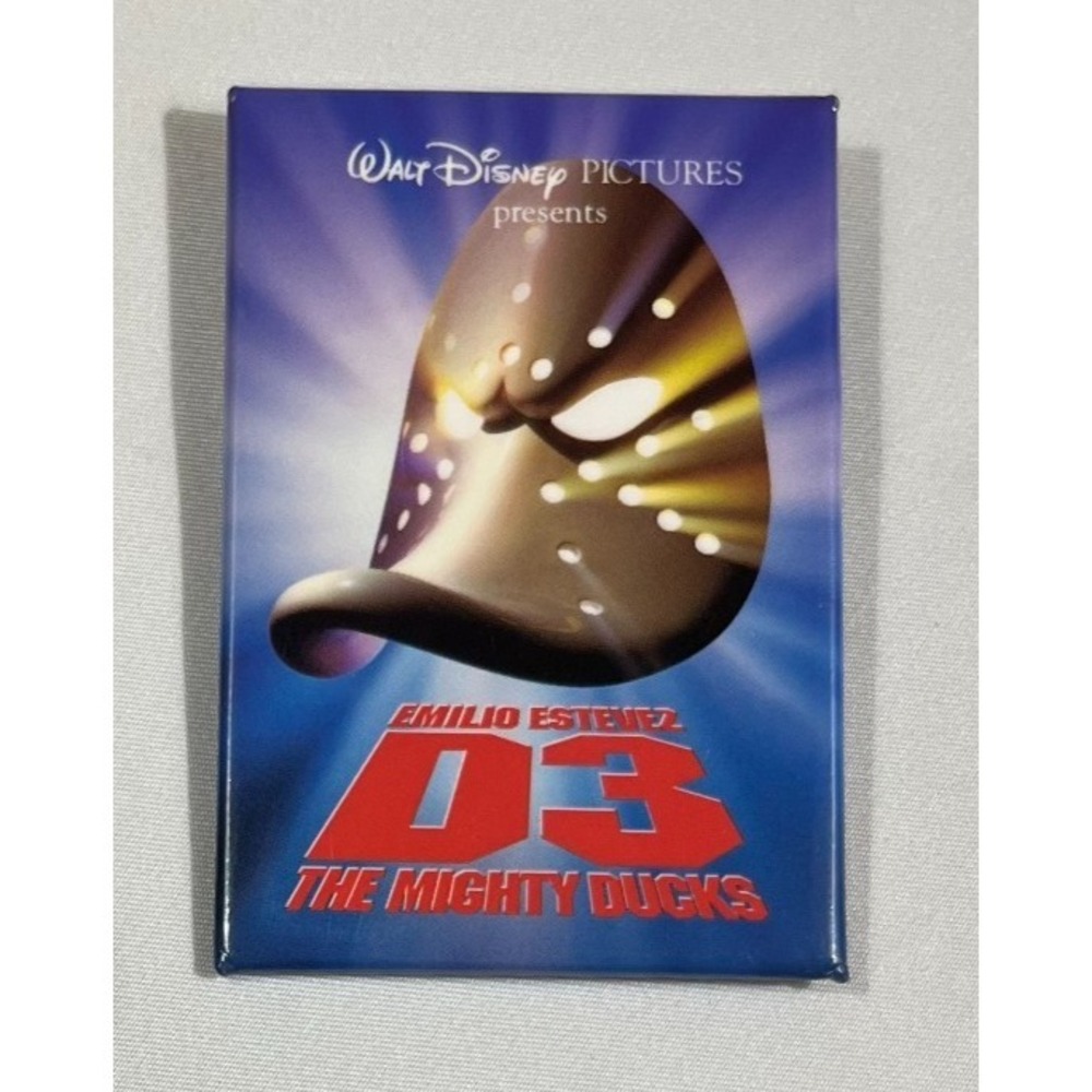 Disney D3 The Mighty Ducks 1996 Movie Promo Rectangular Pin Button Badge